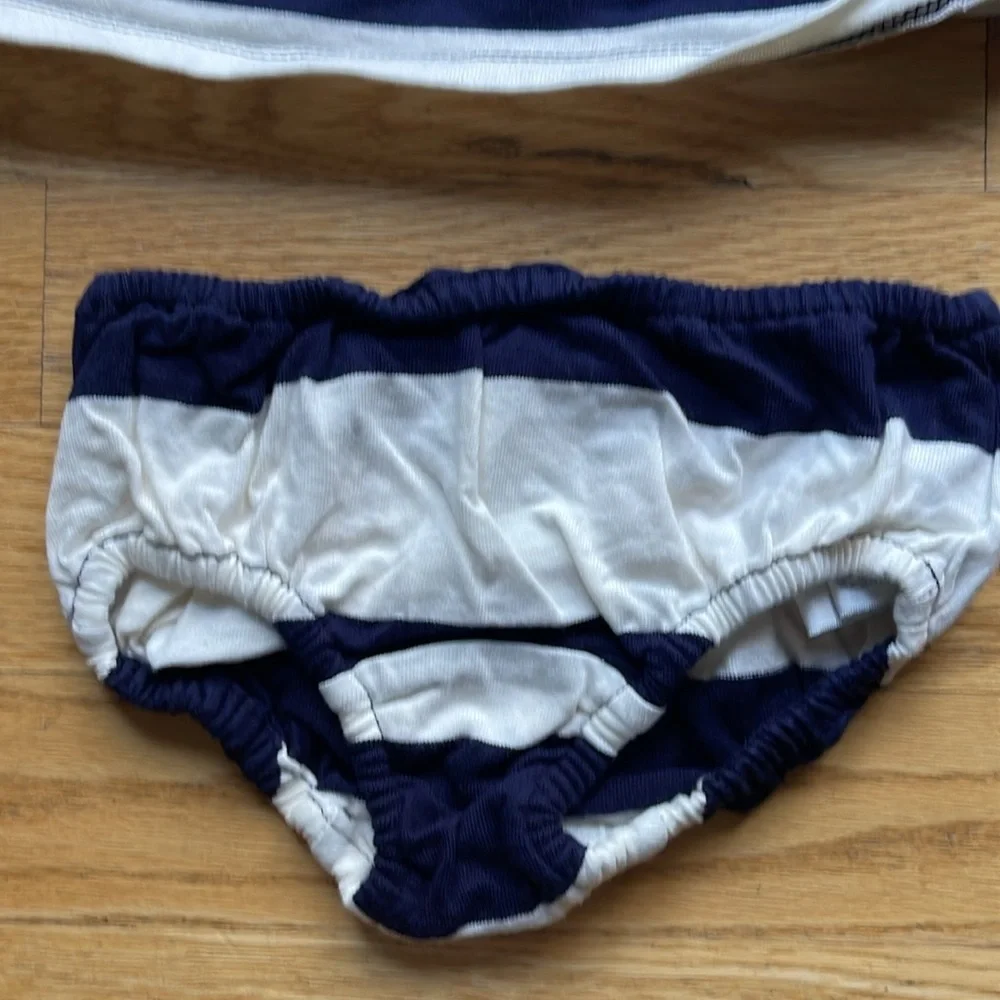 Ralph Lauren Blue and White Diaper Covers Nautical Stripes